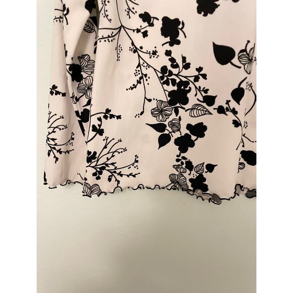 Vintage Womens Top Size 12 Floral Lettuce Hem Romantic Whimsigoth Fairy 70s FLAW - Picture 2 of 11